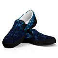 Blue Disco Lights Pattern Print Black Slip On Sneakers