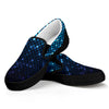 Blue Disco Lights Pattern Print Black Slip On Shoes