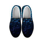 Blue Disco Lights Pattern Print Black Slip On Shoes