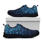 Blue Disco Lights Pattern Print Black Sneakers
