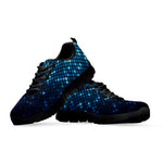 Blue Disco Lights Pattern Print Black Sneakers