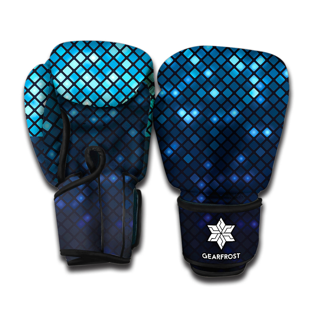 Blue Disco Lights Pattern Print Boxing Gloves