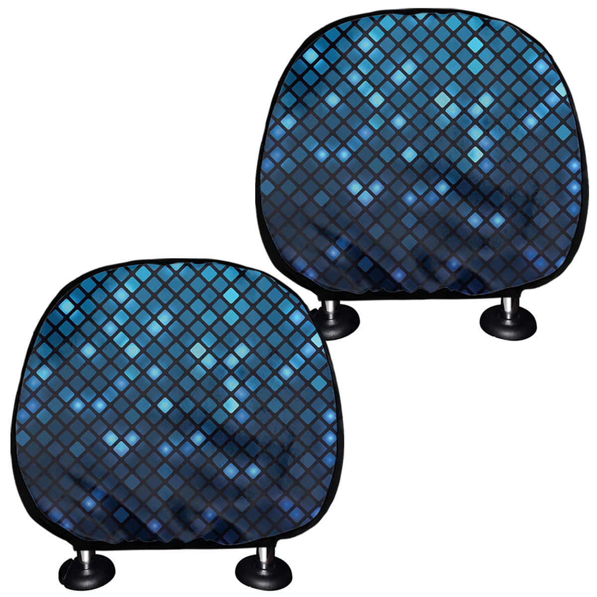 Blue Disco Lights Pattern Print Car Headrest Covers