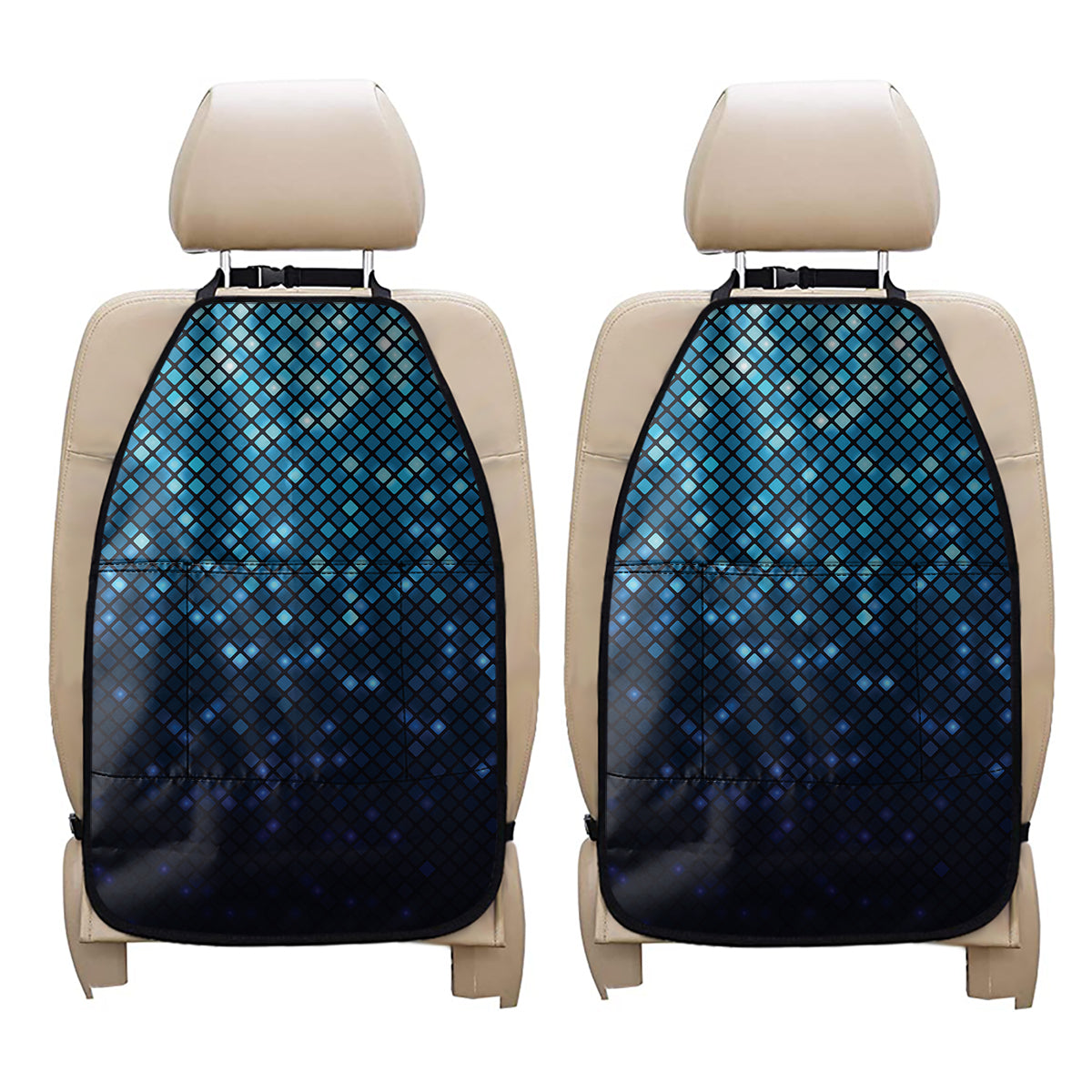 Blue Disco Lights Pattern Print Car Seat Organizers
