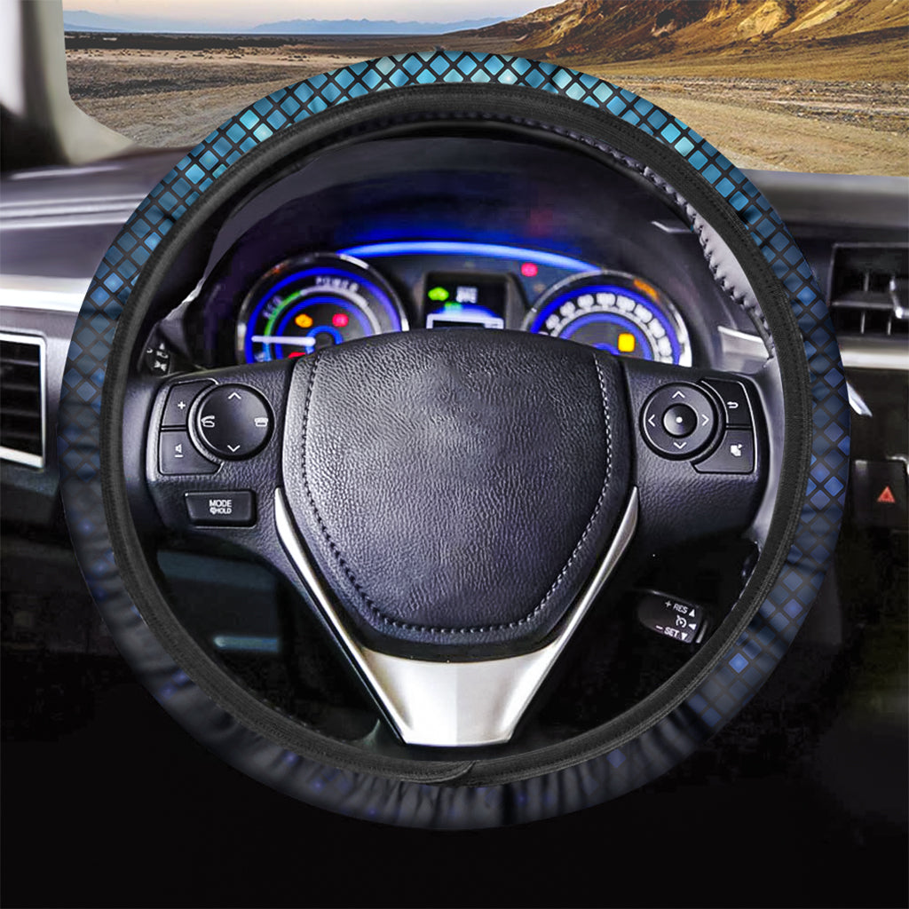 Blue Disco Lights Pattern Print Car Steering Wheel Cover