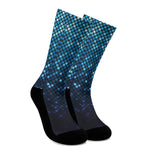 Blue Disco Lights Pattern Print Crew Socks