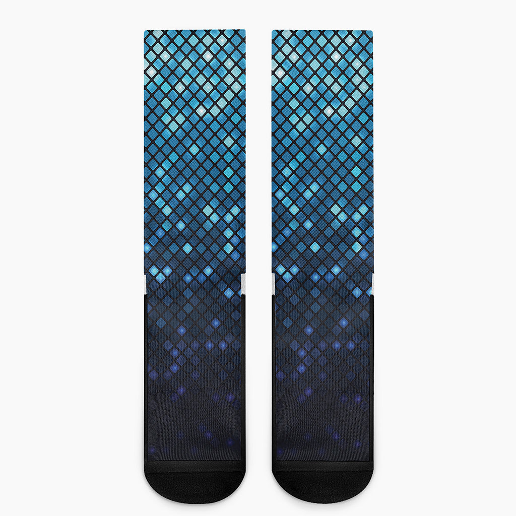 Blue Disco Lights Pattern Print Crew Socks