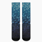 Blue Disco Lights Pattern Print Crew Socks