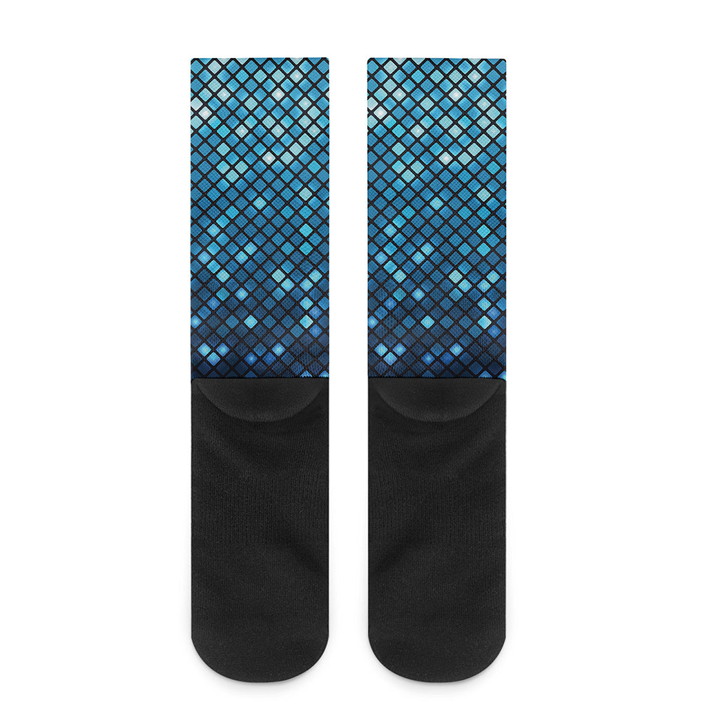 Blue Disco Lights Pattern Print Crew Socks