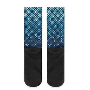 Blue Disco Lights Pattern Print Crew Socks