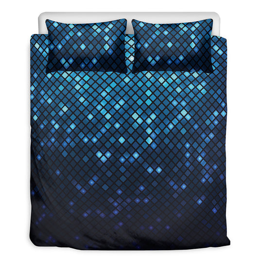 Blue Disco Lights Pattern Print Duvet Cover Bedding Set
