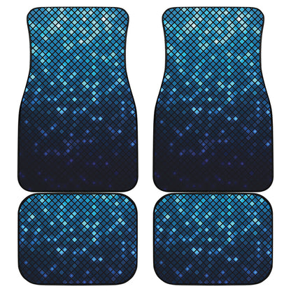 Blue Disco Lights Pattern Print Front and Back Car Floor Mats