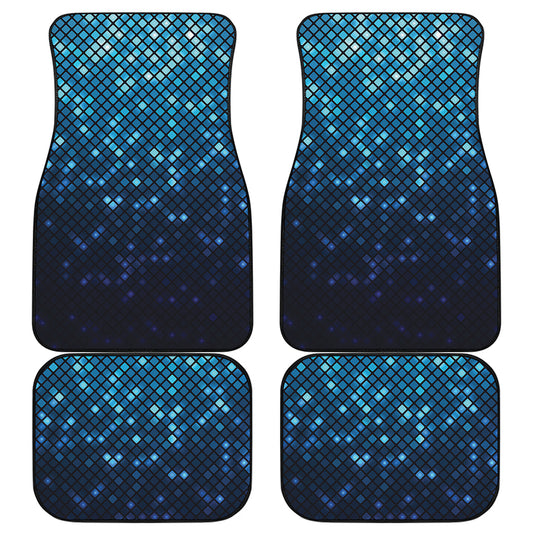 Blue Disco Lights Pattern Print Front and Back Car Floor Mats