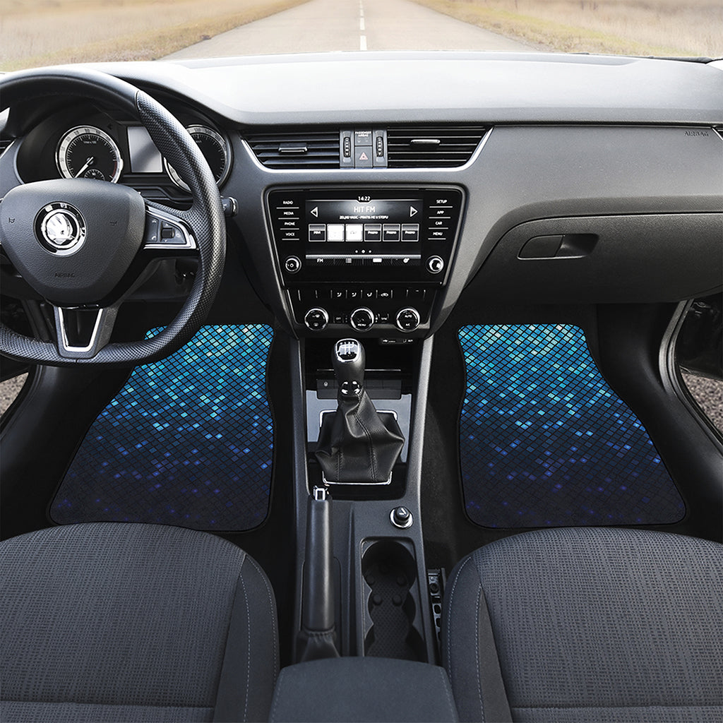 Blue Disco Lights Pattern Print Front and Back Car Floor Mats