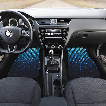 Blue Disco Lights Pattern Print Front and Back Car Floor Mats
