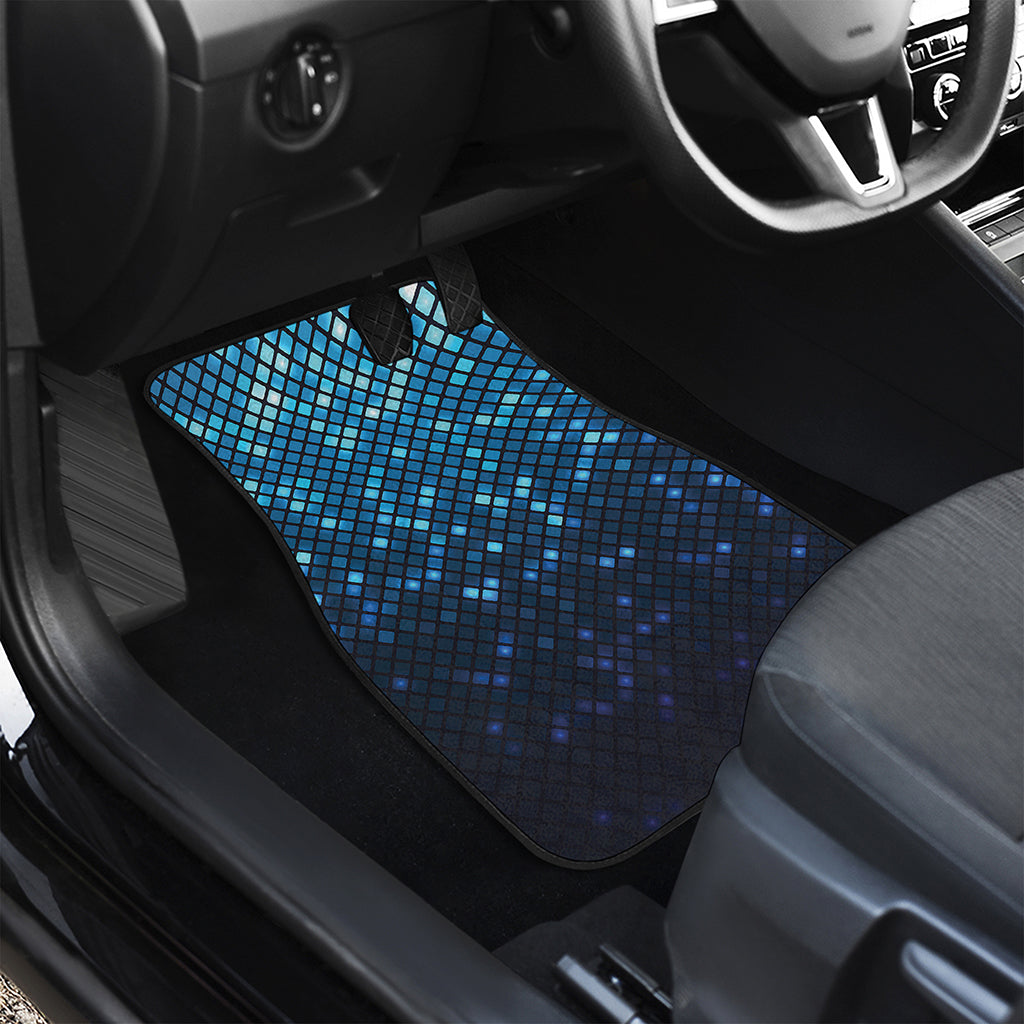 Blue Disco Lights Pattern Print Front and Back Car Floor Mats