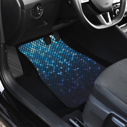 Blue Disco Lights Pattern Print Front and Back Car Floor Mats