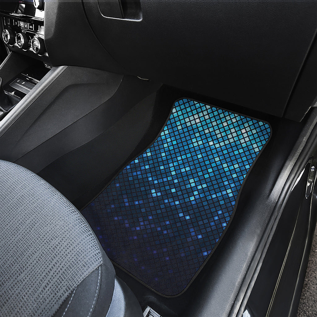 Blue Disco Lights Pattern Print Front and Back Car Floor Mats