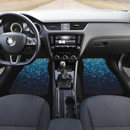 Blue Disco Lights Pattern Print Front Car Floor Mats