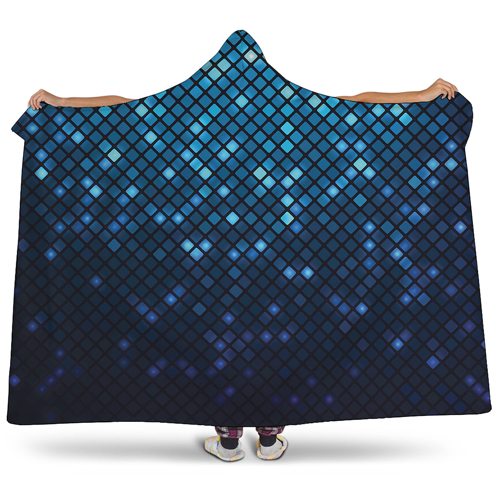 Blue Disco Lights Pattern Print Hooded Blanket