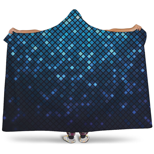 Blue Disco Lights Pattern Print Hooded Blanket