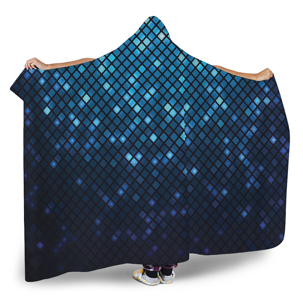 Blue Disco Lights Pattern Print Hooded Blanket