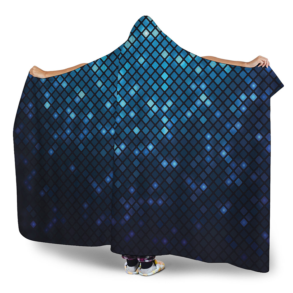 Blue Disco Lights Pattern Print Hooded Blanket