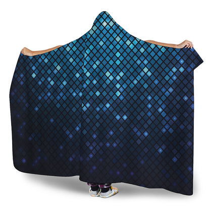 Blue Disco Lights Pattern Print Hooded Blanket