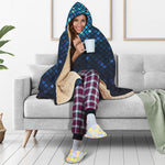 Blue Disco Lights Pattern Print Hooded Blanket