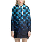 Blue Disco Lights Pattern Print Hoodie Dress