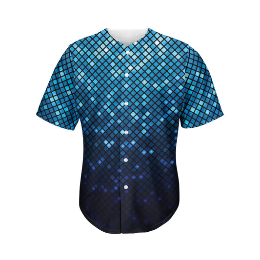 Blue Disco Lights Pattern Print Men's Baseball Jersey
