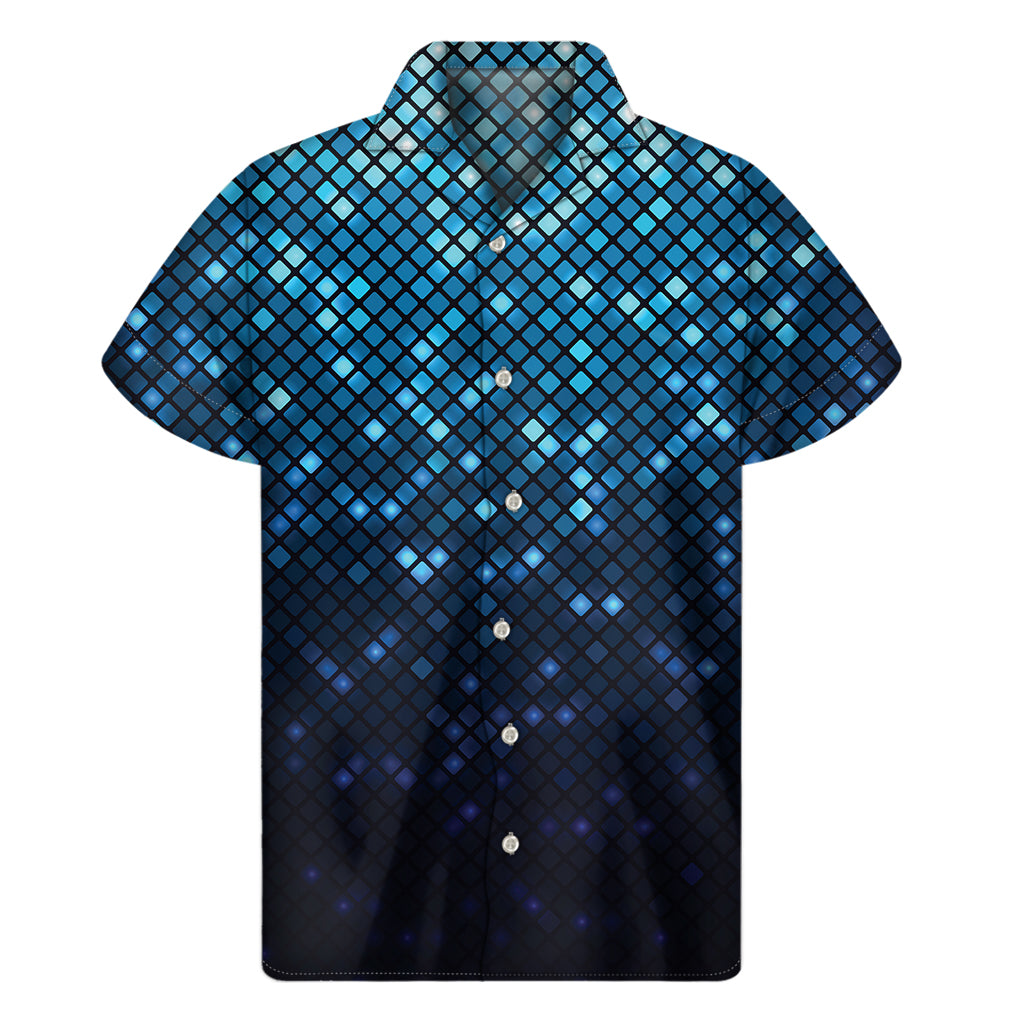 Blue Disco Lights Pattern Print Men's Short Sleeve Shirt