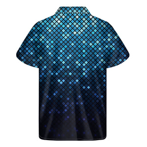 Blue Disco Lights Pattern Print Men's Short Sleeve Shirt