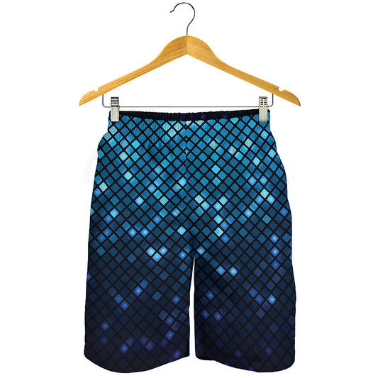 Blue Disco Lights Pattern Print Men's Shorts