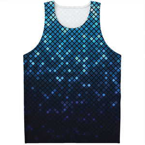 Blue Disco Lights Pattern Print Men's Tank Top