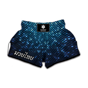 Blue Disco Lights Pattern Print Muay Thai Boxing Shorts