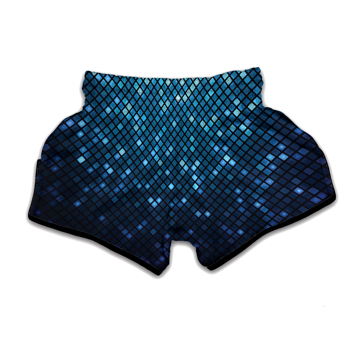 Blue Disco Lights Pattern Print Muay Thai Boxing Shorts