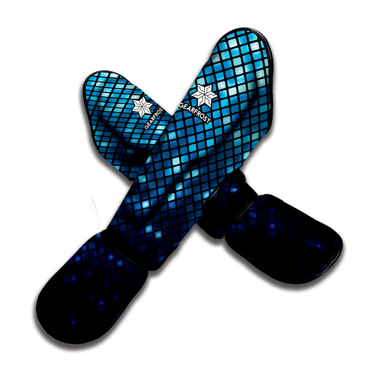 Blue Disco Lights Pattern Print Muay Thai Shin Guard