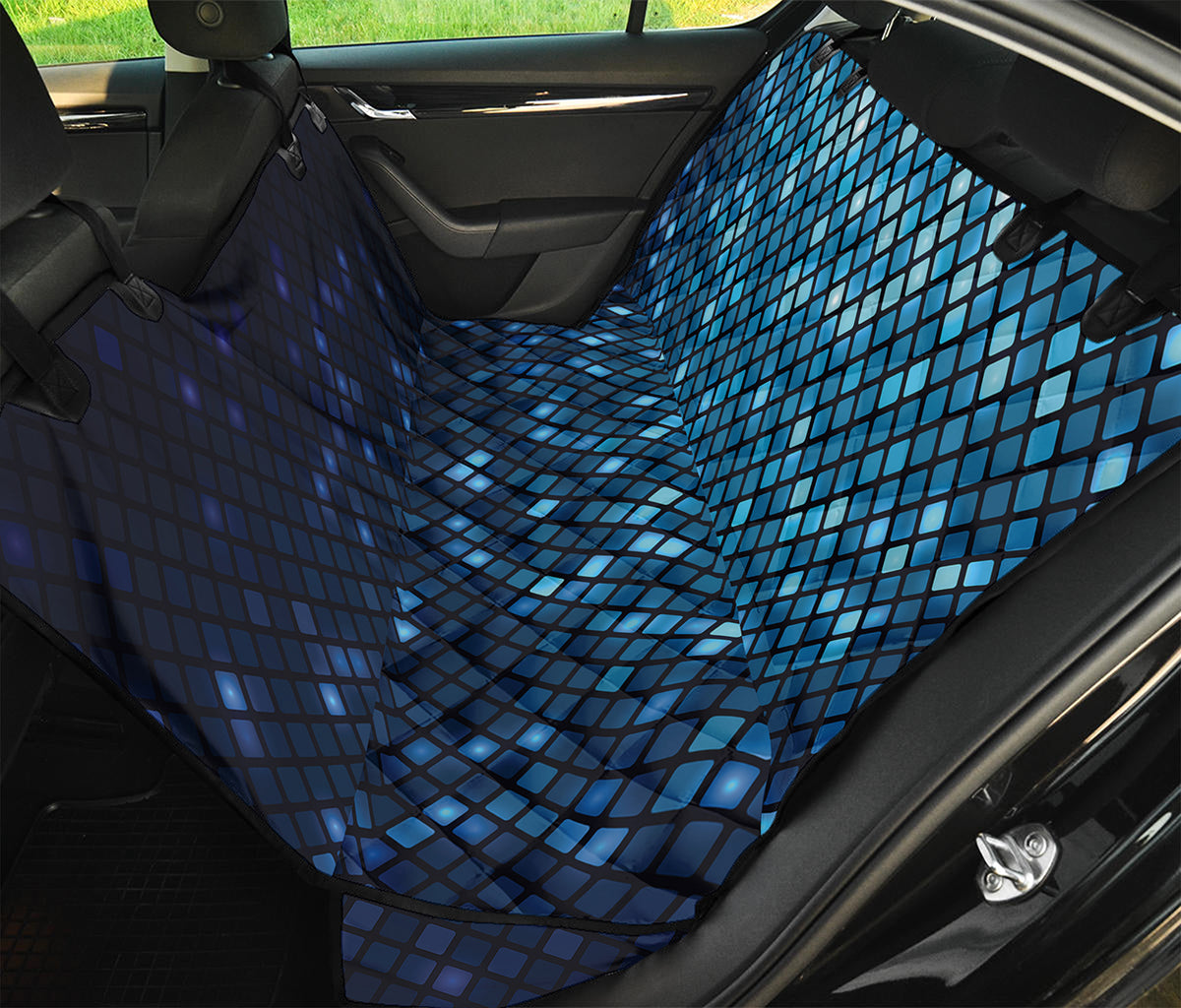 Blue Disco Lights Pattern Print Pet Car Back Seat Cover