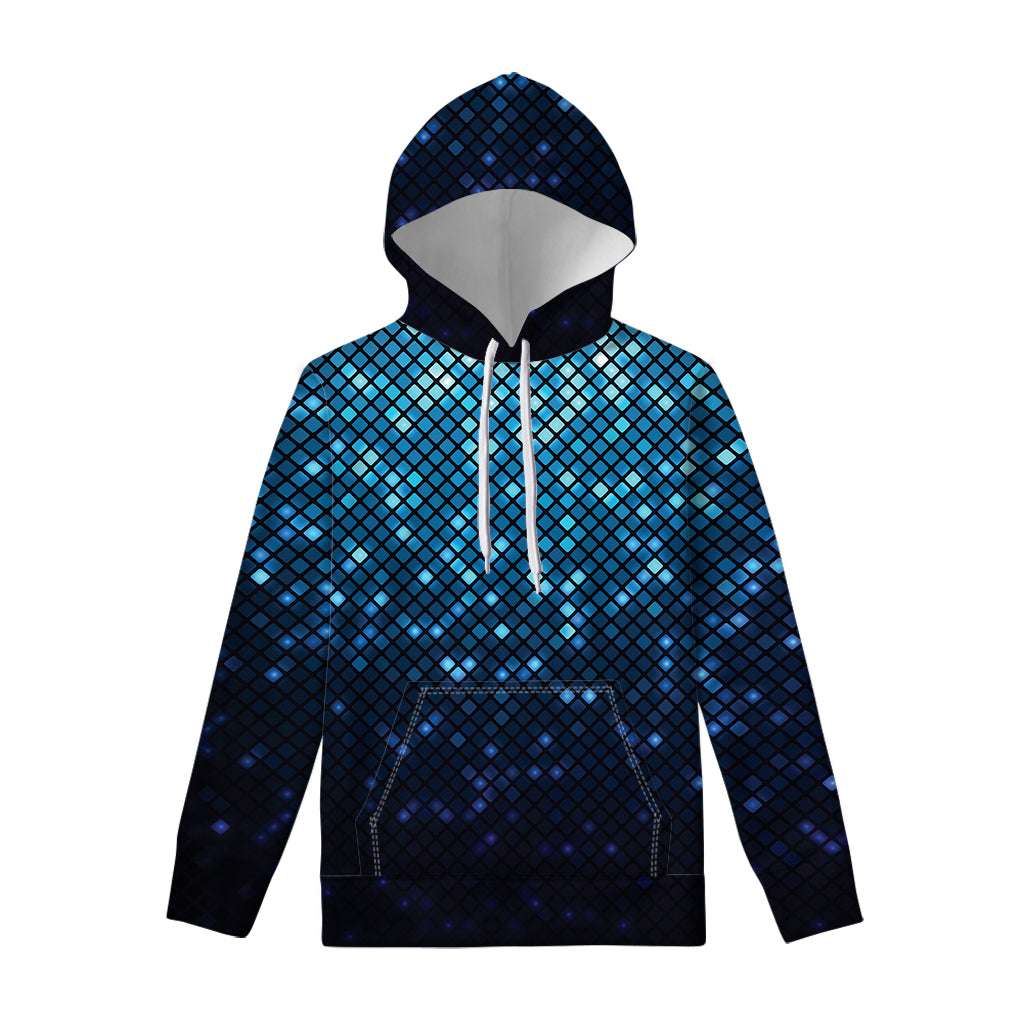 Blue Disco Lights Pattern Print Pullover Hoodie