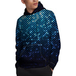 Blue Disco Lights Pattern Print Pullover Hoodie