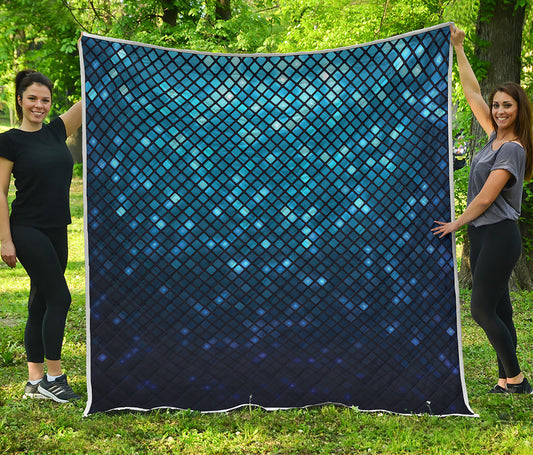 Blue Disco Lights Pattern Print Quilt