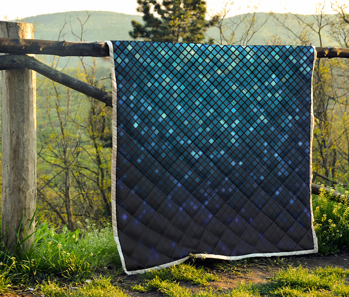 Blue Disco Lights Pattern Print Quilt