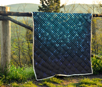 Blue Disco Lights Pattern Print Quilt