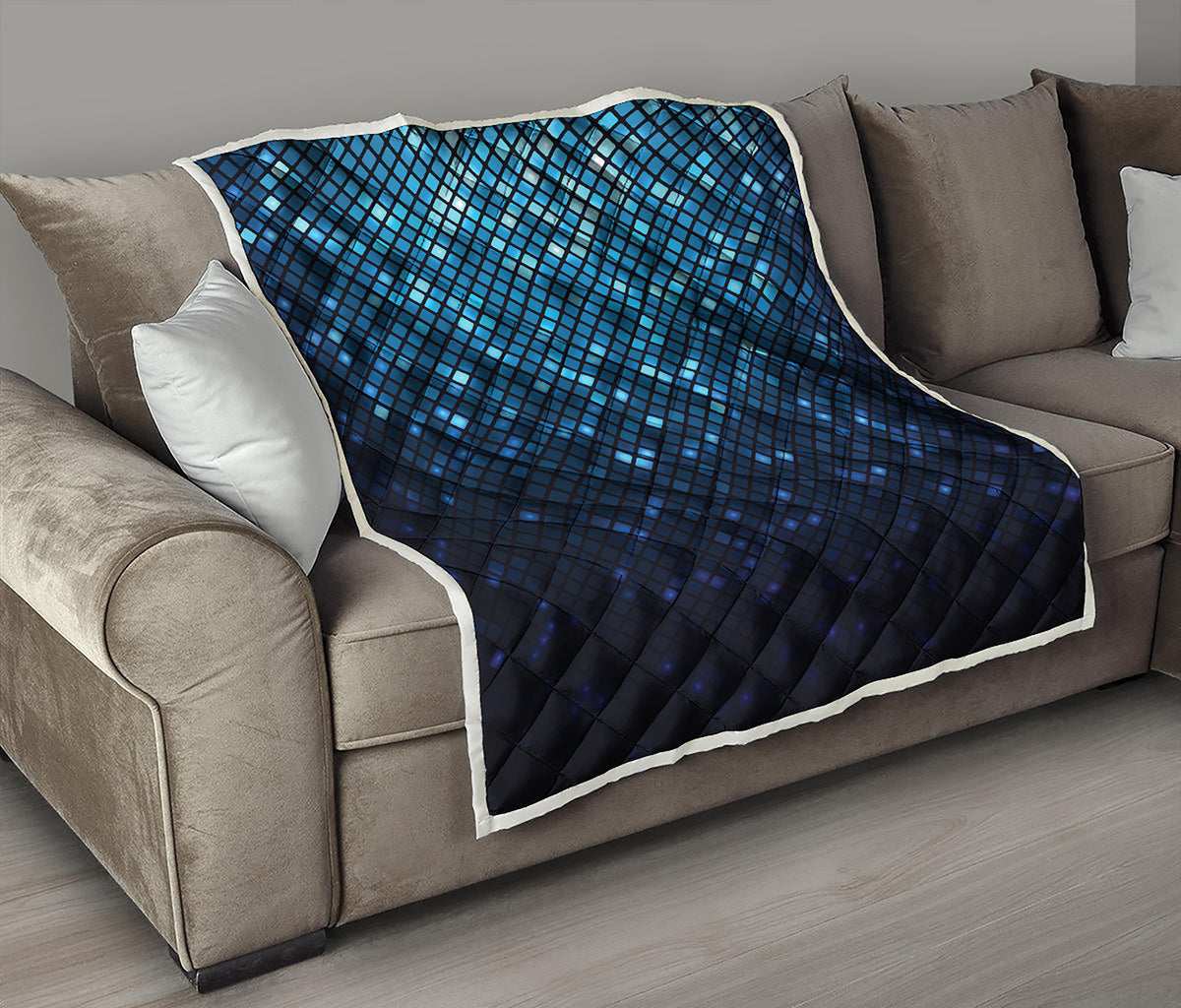 Blue Disco Lights Pattern Print Quilt
