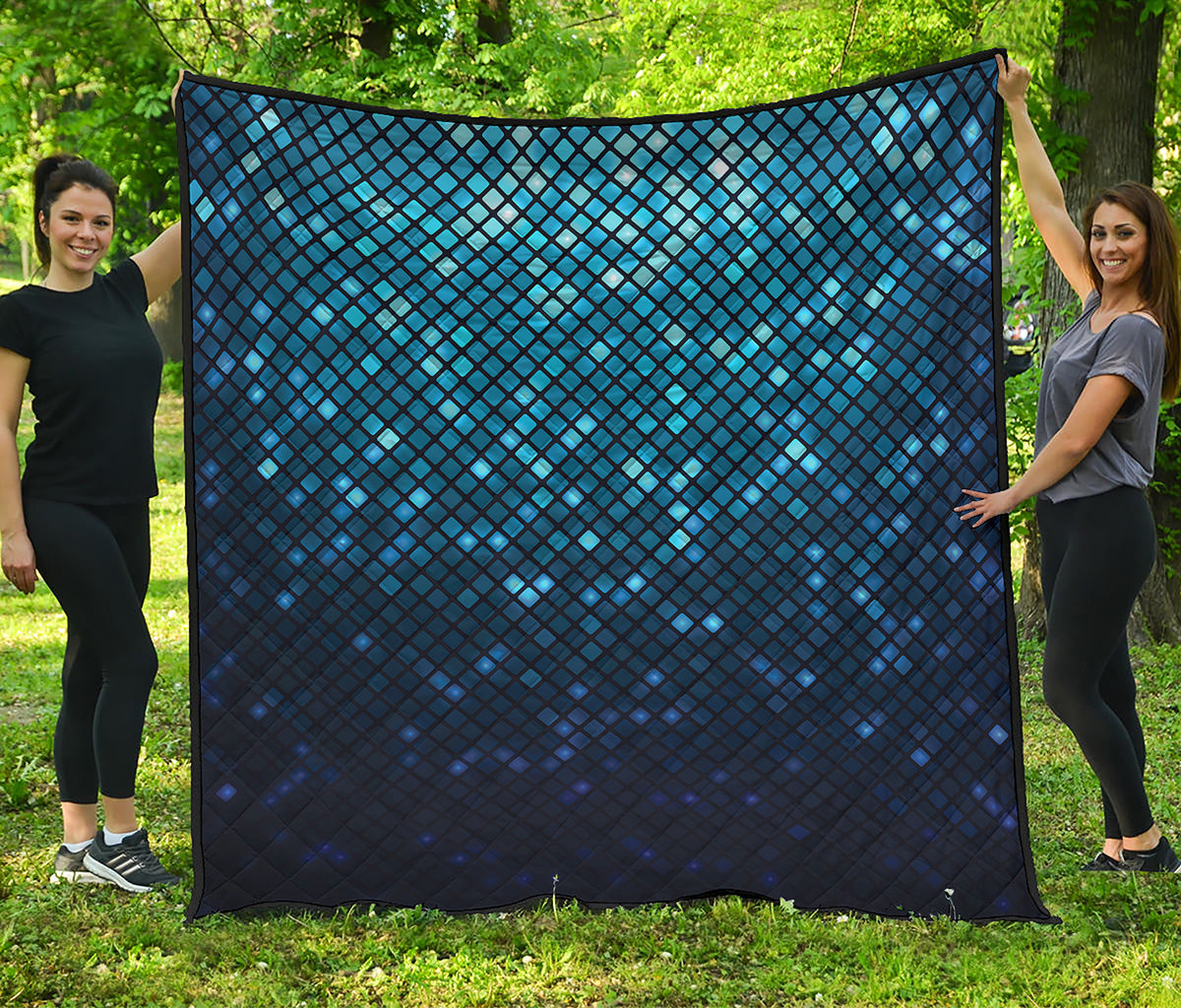 Blue Disco Lights Pattern Print Quilt