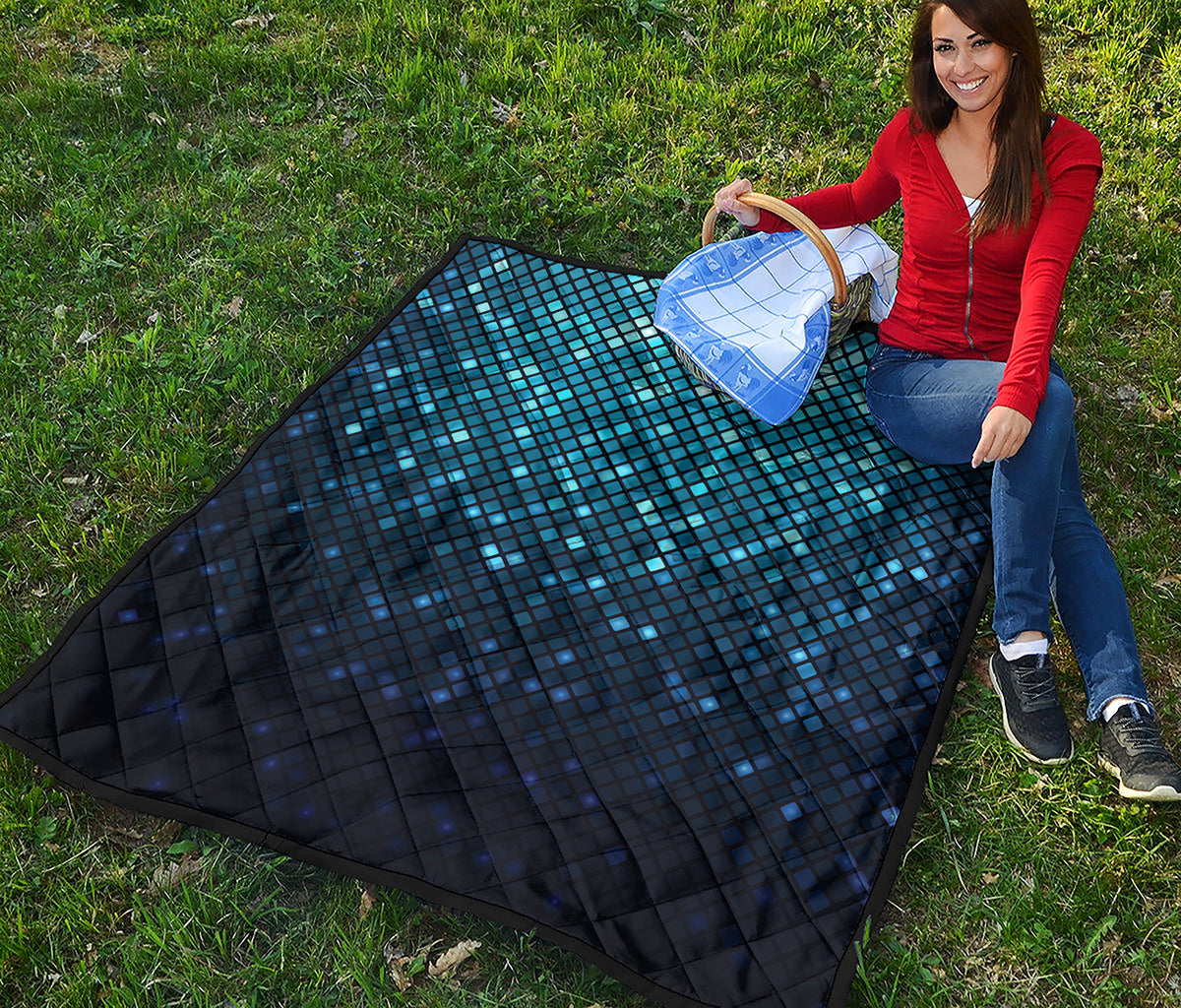Blue Disco Lights Pattern Print Quilt