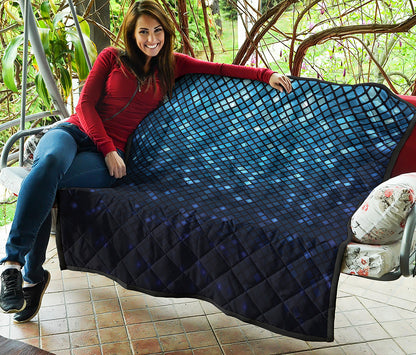 Blue Disco Lights Pattern Print Quilt