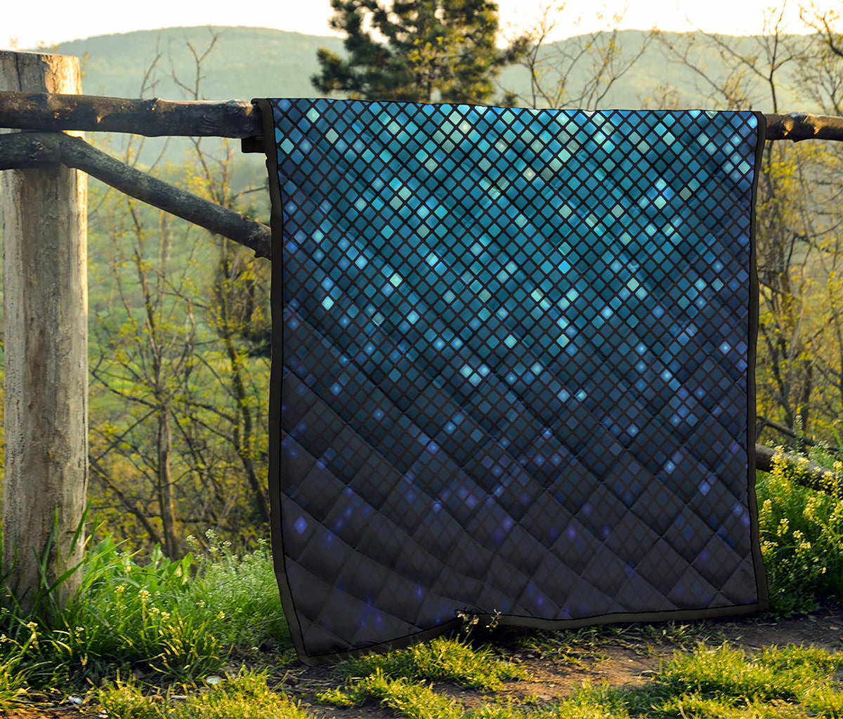 Blue Disco Lights Pattern Print Quilt