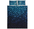 Blue Disco Lights Pattern Print Quilt Bed Set